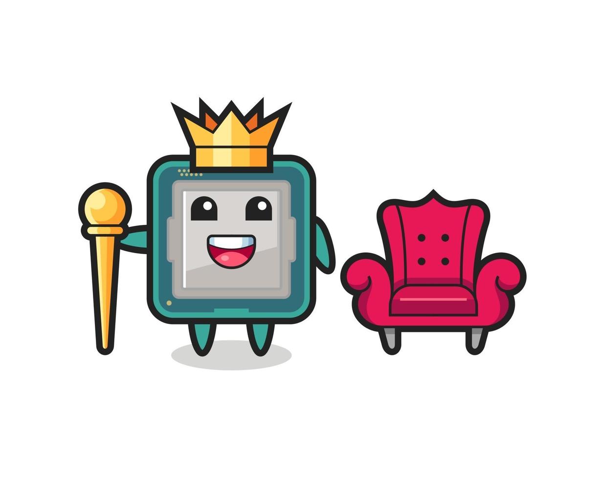 Mascot cartoon of processor as a king vector