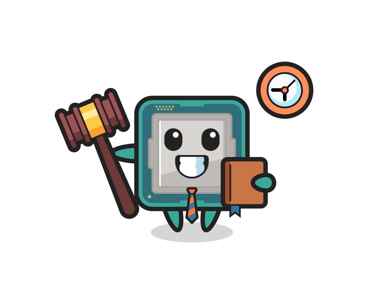 Mascot cartoon of processor as a judge vector