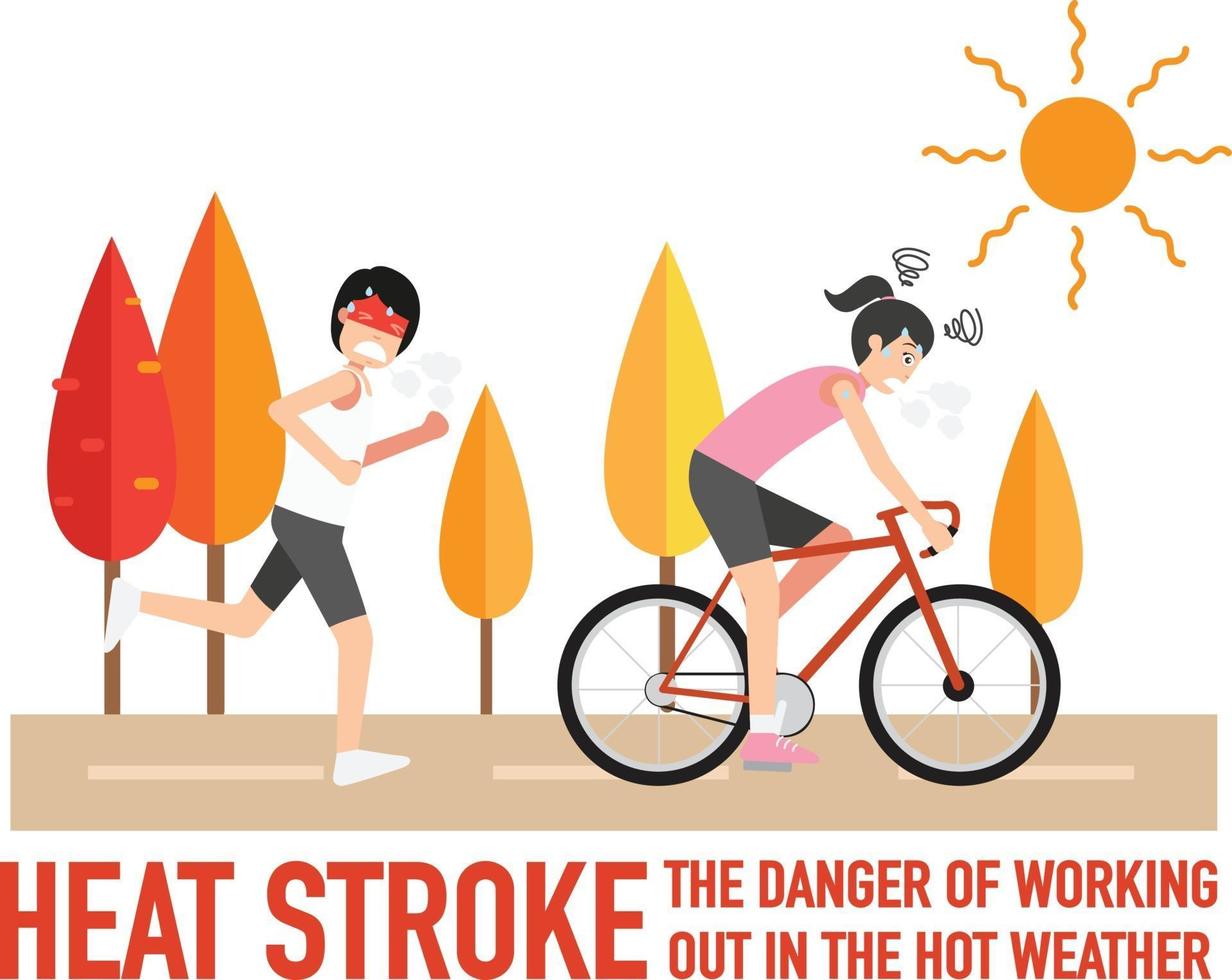 Heat stroke,The dangers of working out in the hot weather.,vector vector