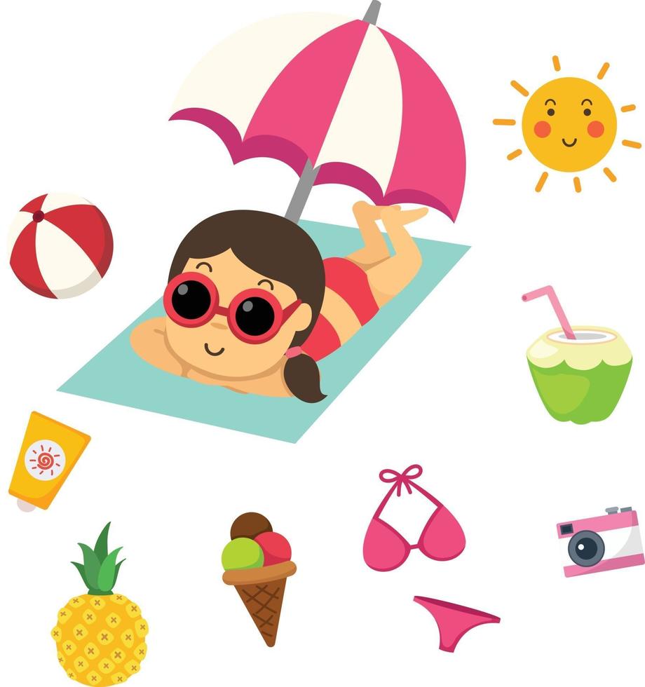 ilustración de conjunto de playa de verano vector