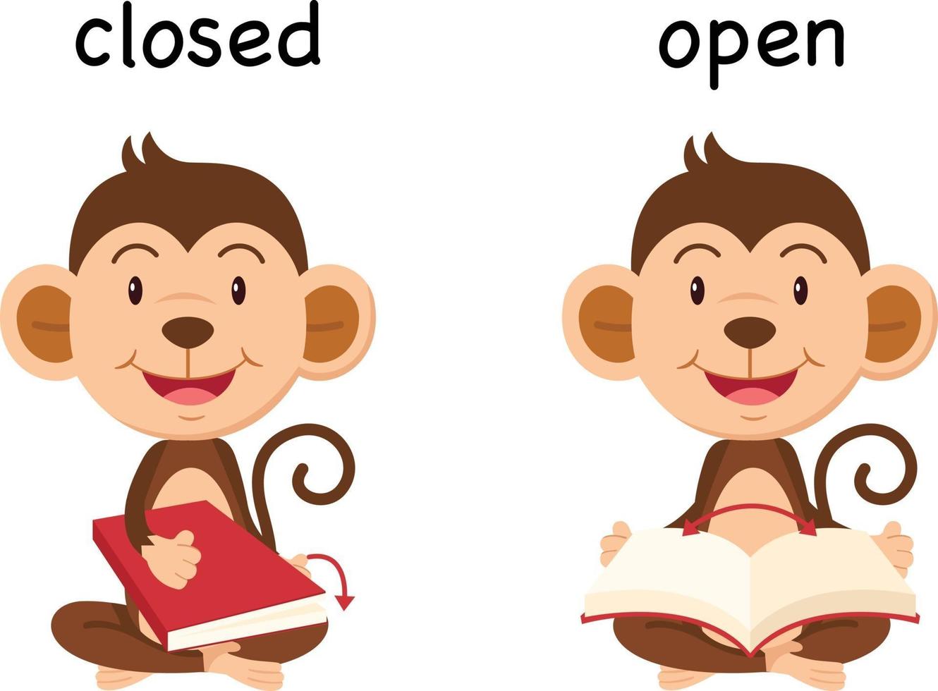 Opposite words closed and open vector