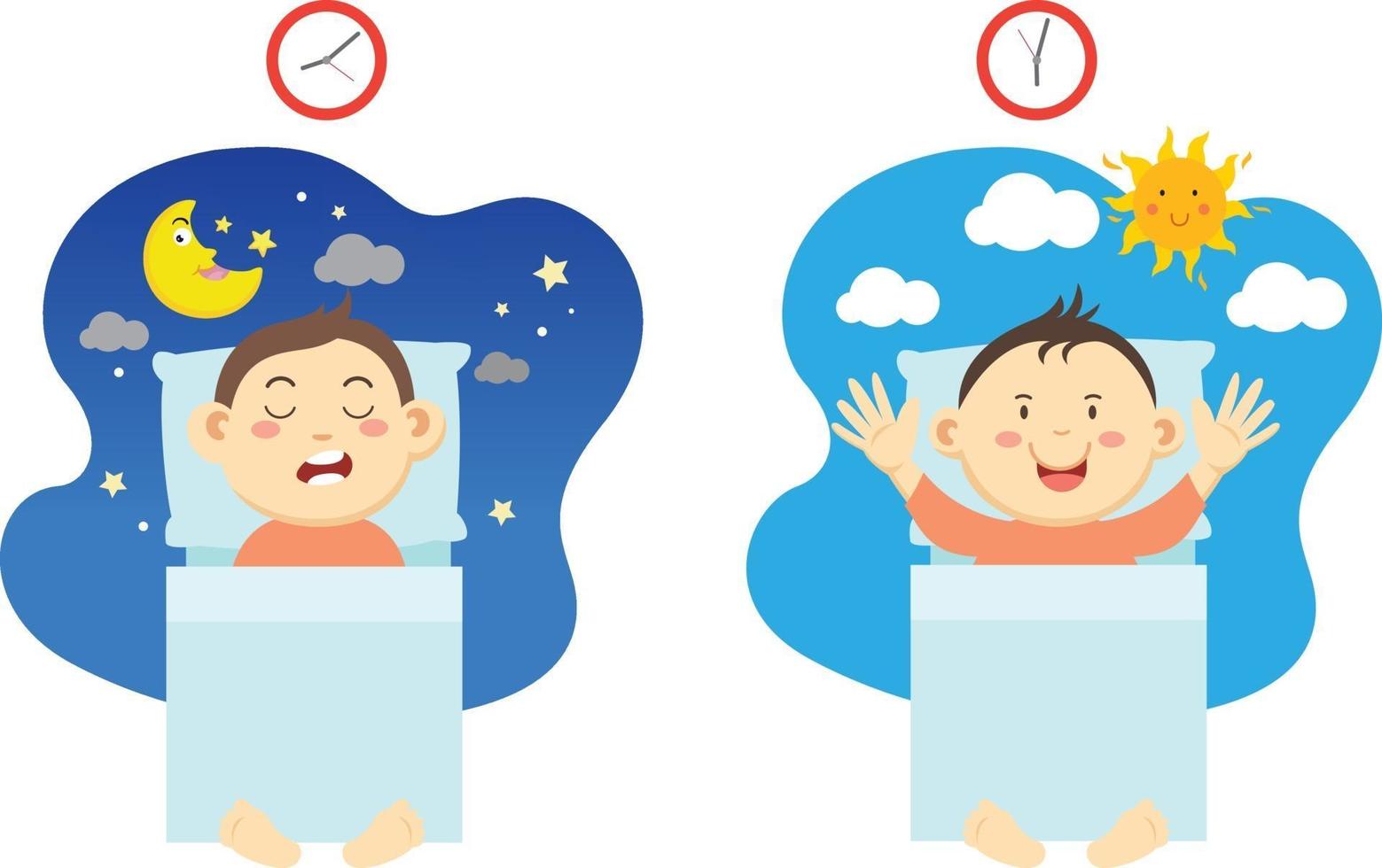 Get up early and have healthy sleep, illustration. vector