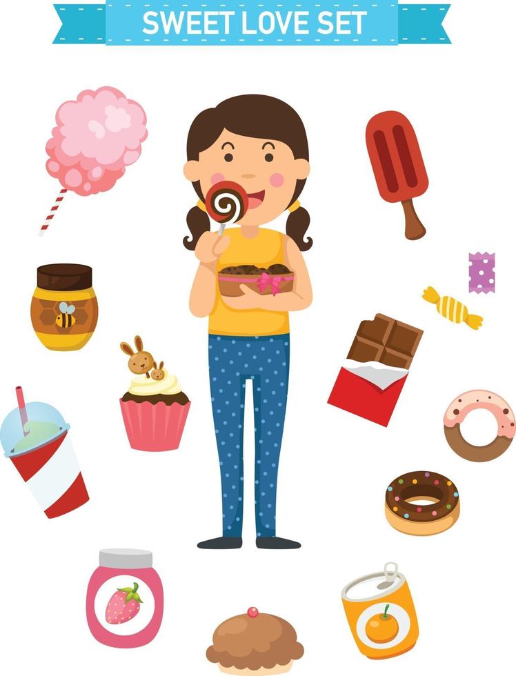 sweet party set vector illustration
