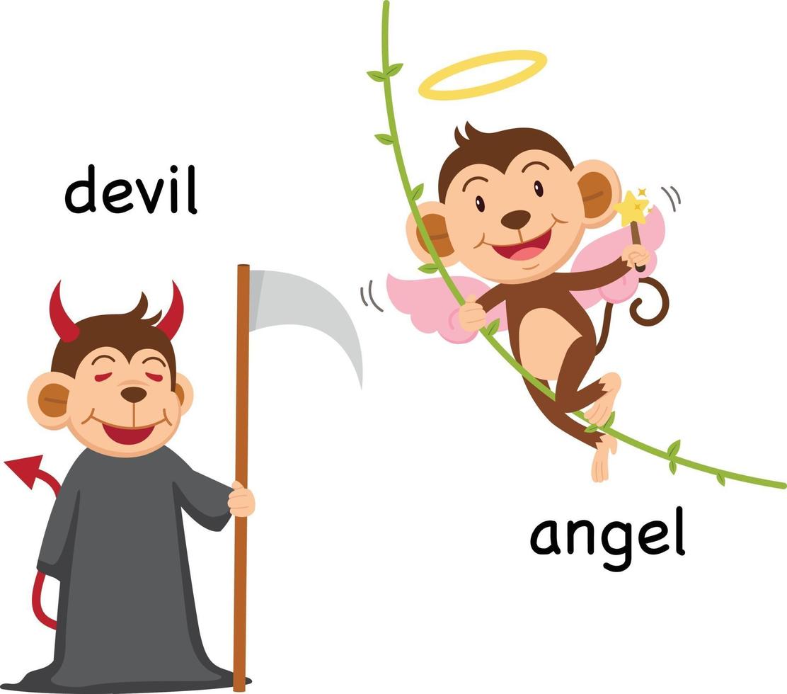 Opposite words devil and angel vector