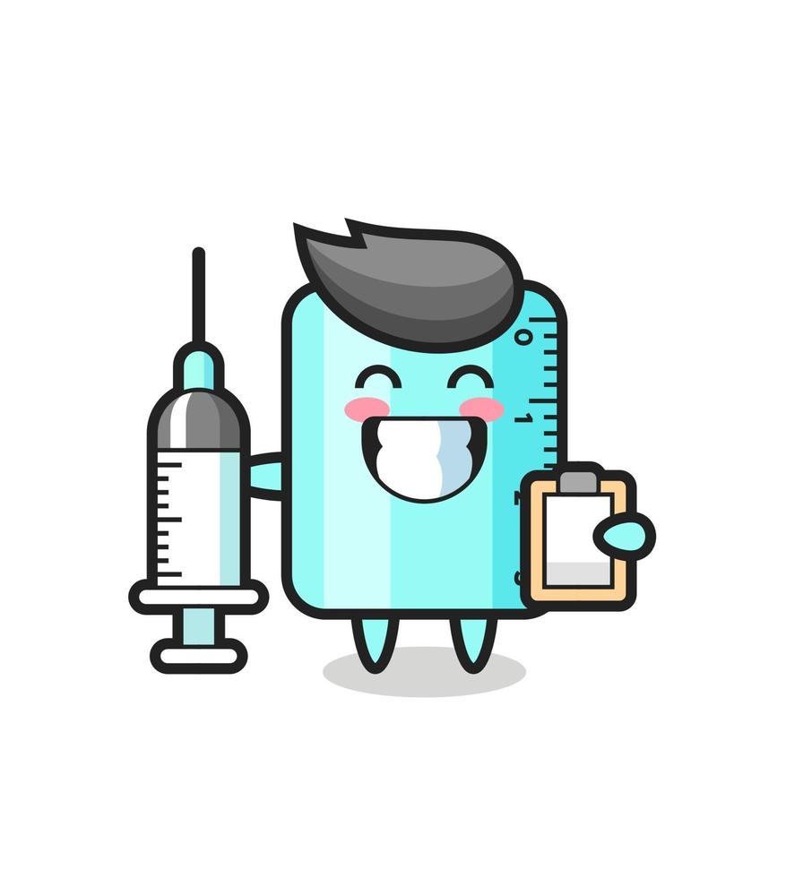 Ilustración de mascota de gobernante como médico vector