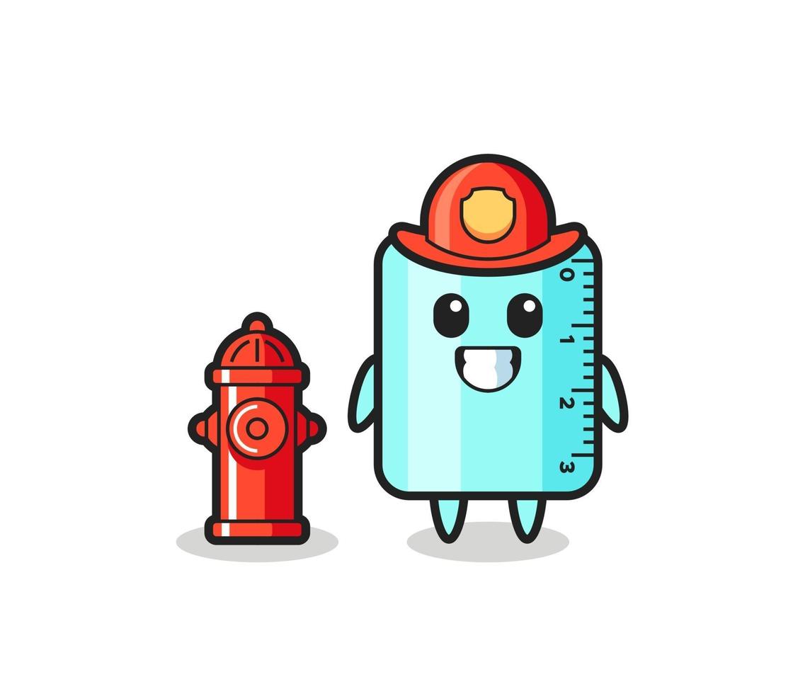 Mascot character of ruler as a firefighter vector