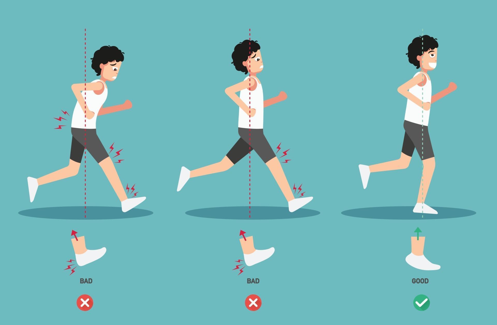 Best and worst positions for running, body posture,illustration 3239769