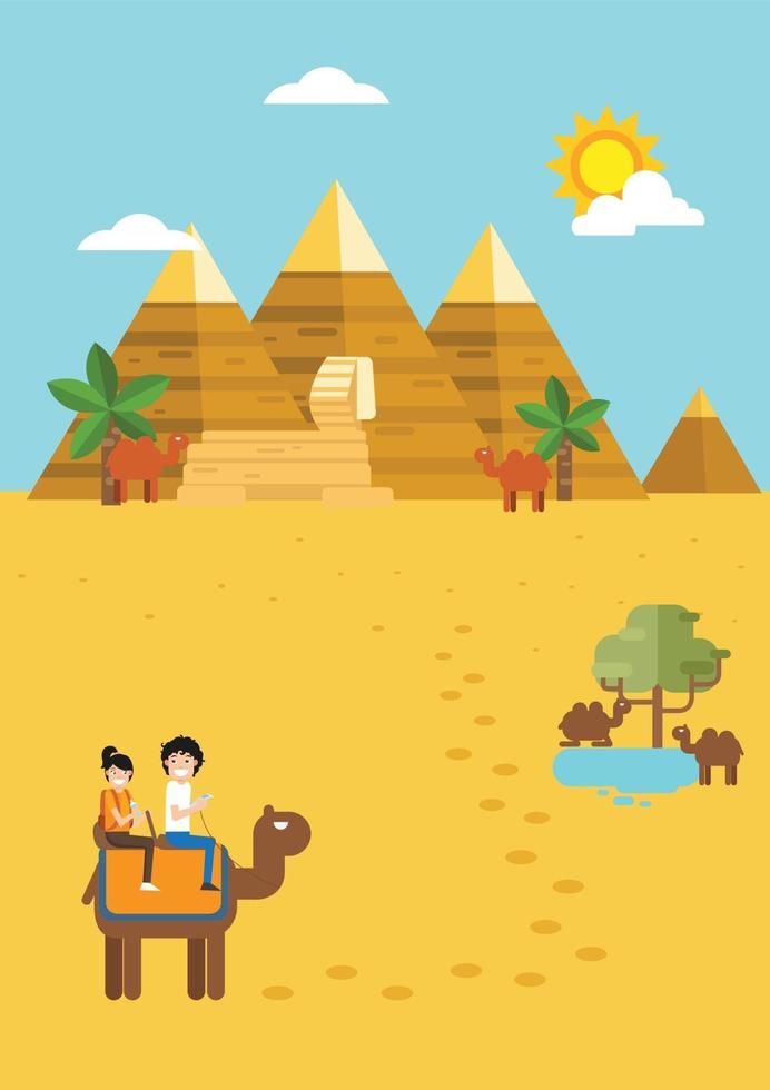 Egipto viajes y turismo, tiempo para viajar ilustración. vector