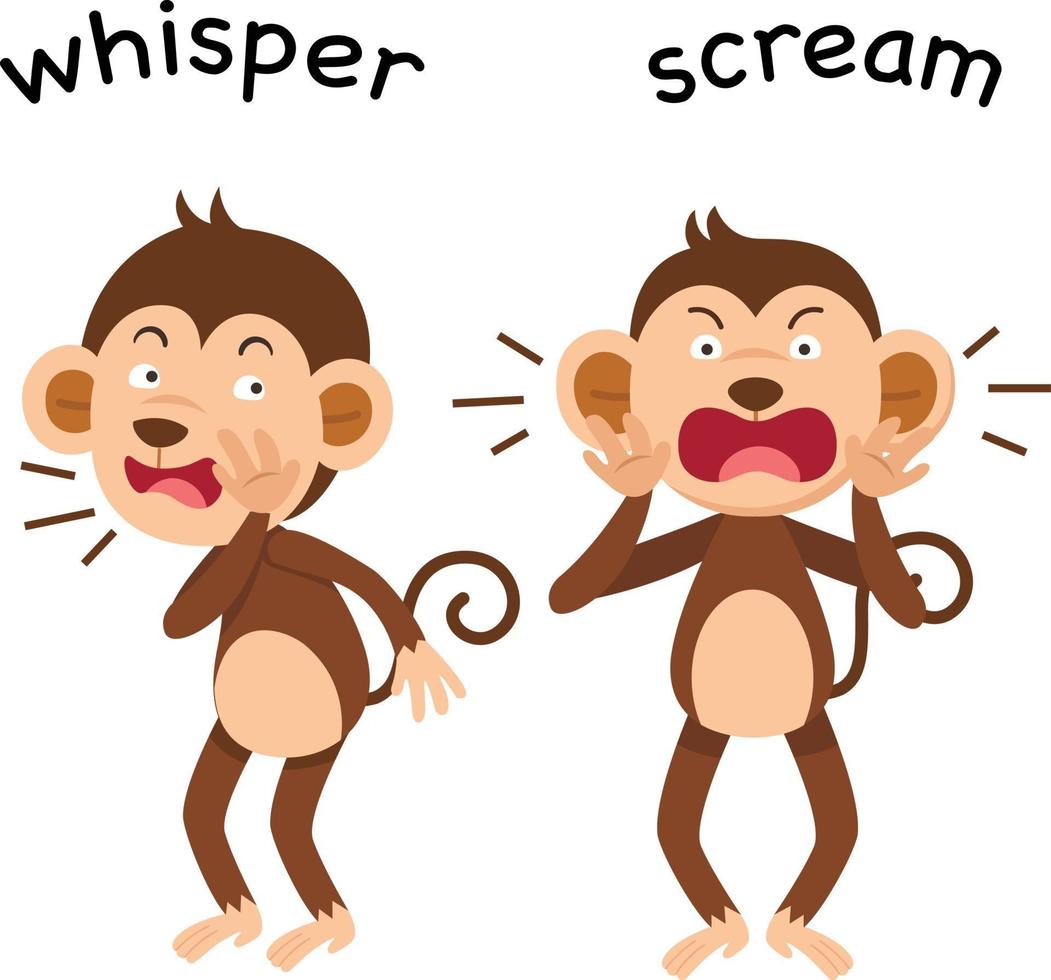 Opposite whisper and scream illustration vector