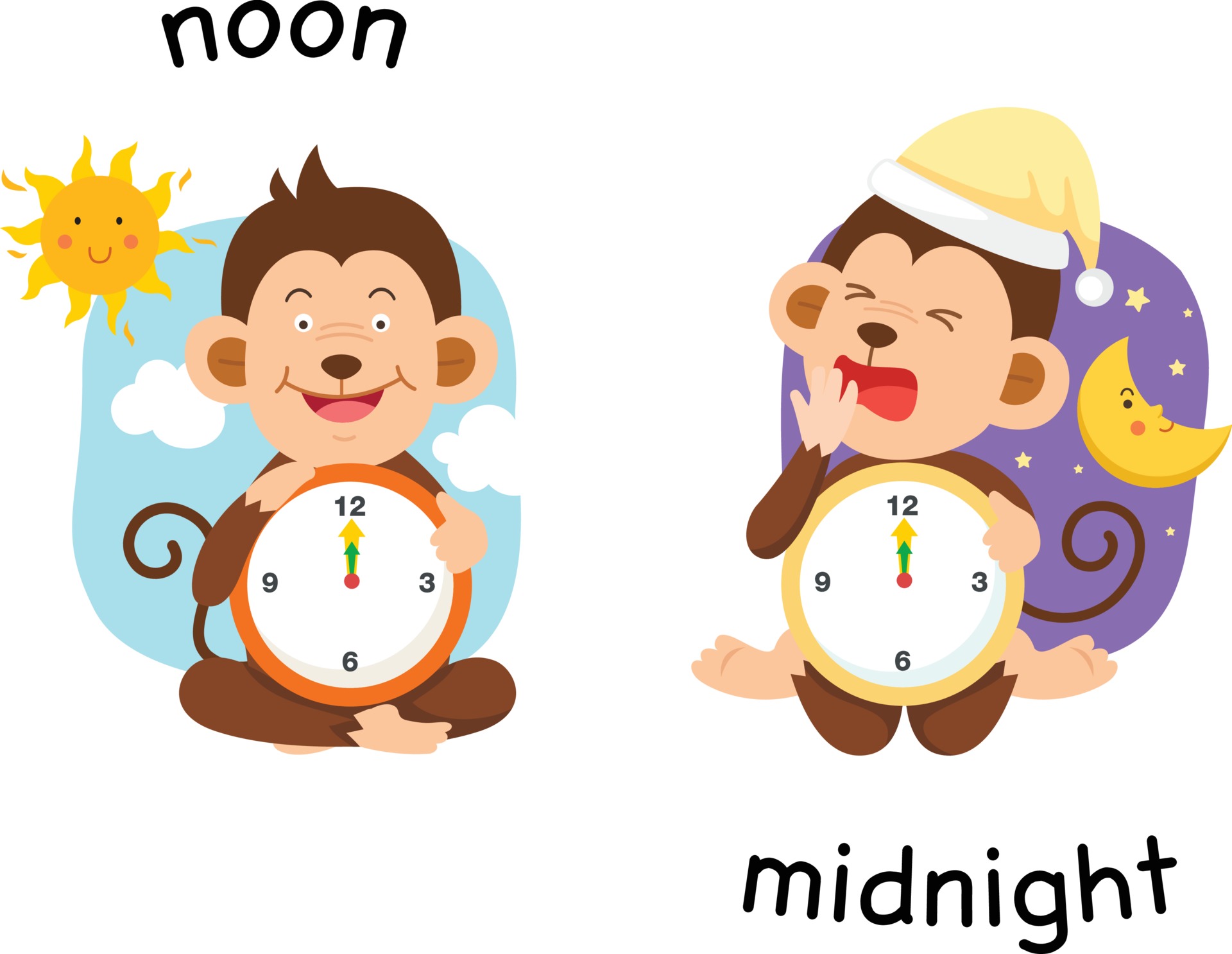 Opposite Noon And Midnight Illustration 3239797 Vector Art At Vecteezy