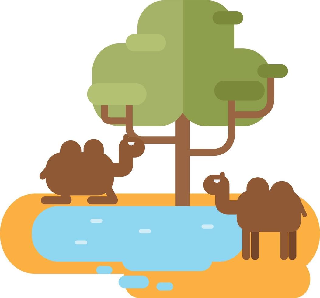 Camel on pond, illustration. vector