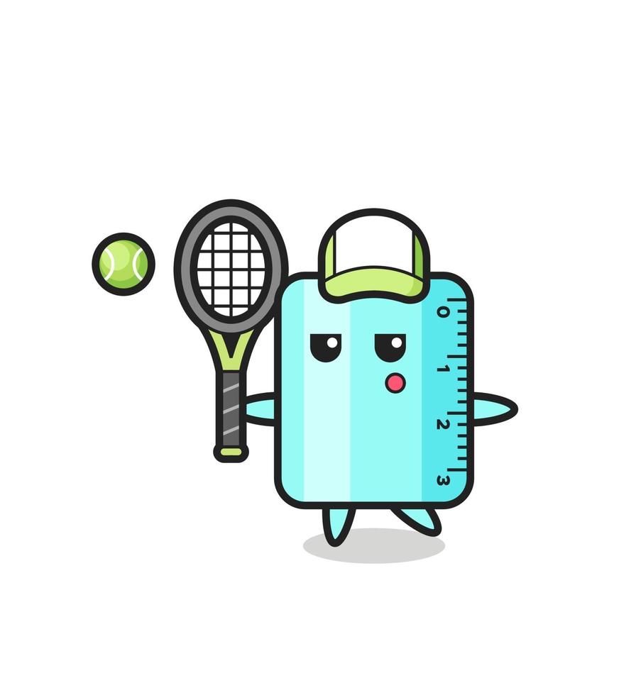 Cartoon character of ruler as a tennis player vector