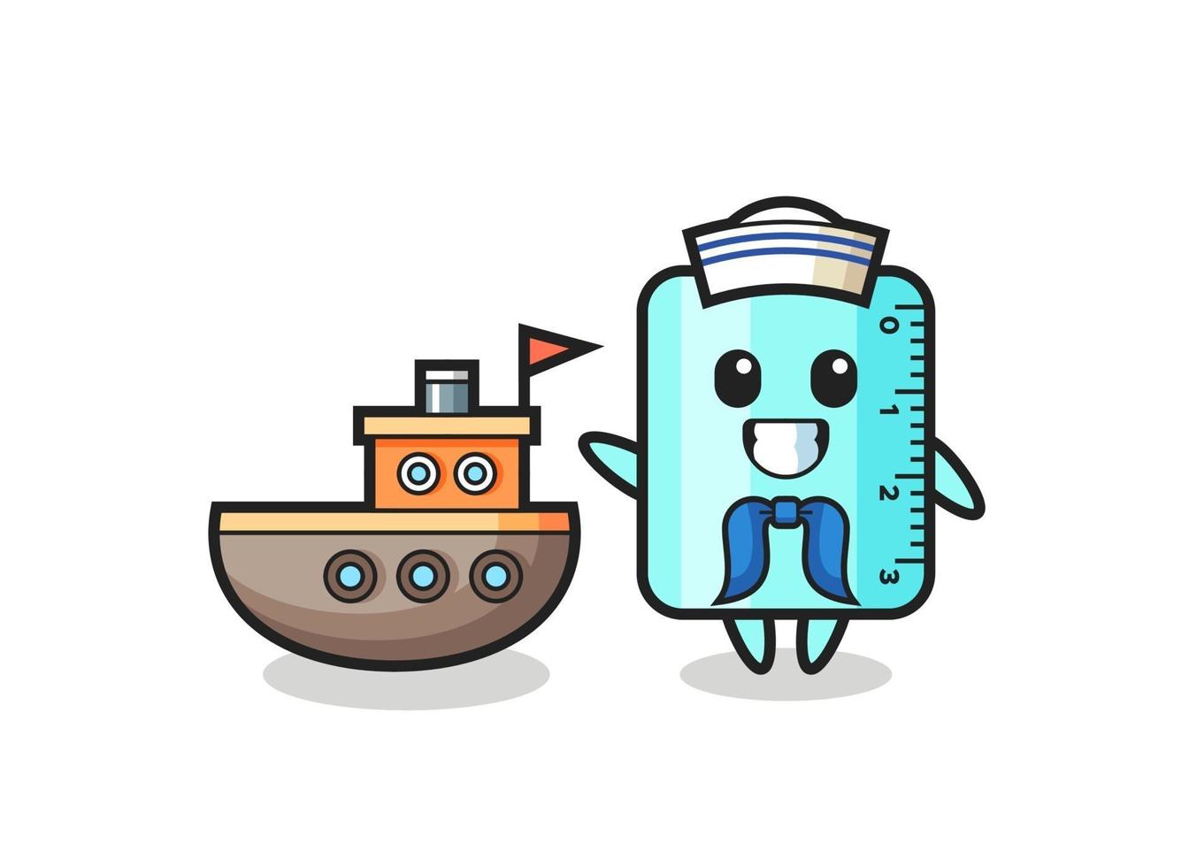 Mascota del personaje del gobernante como un marinero. vector