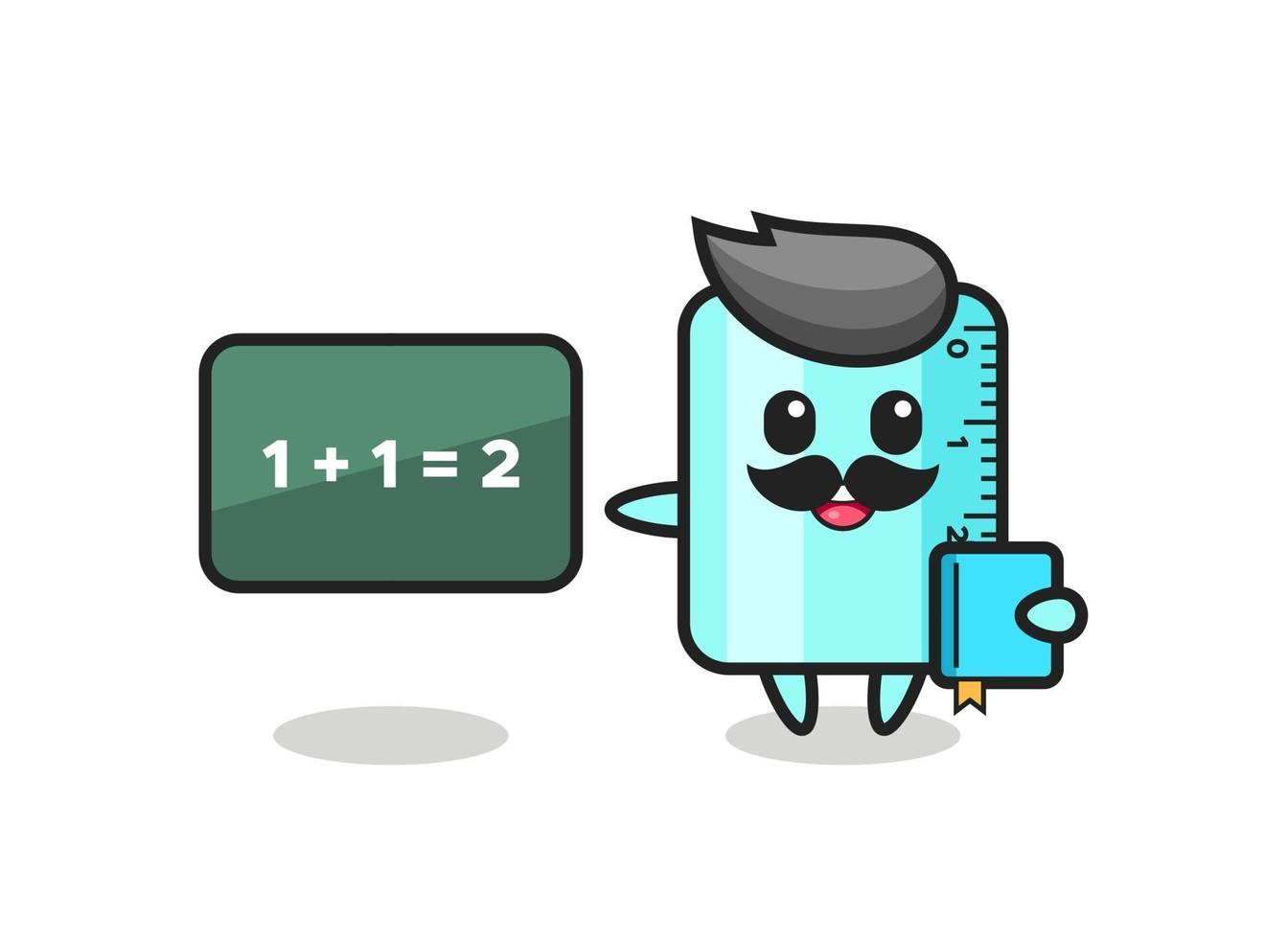 Illustration of ruler character as a teacher vector