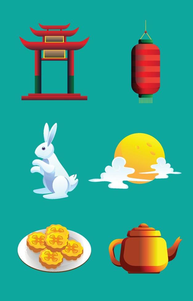 Mid Autumn Festival Icon Set vector