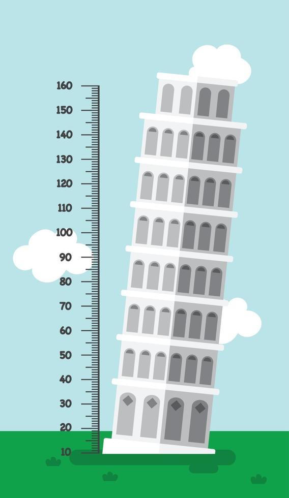 Meter wall with leaning tower of pisa.illustration vector