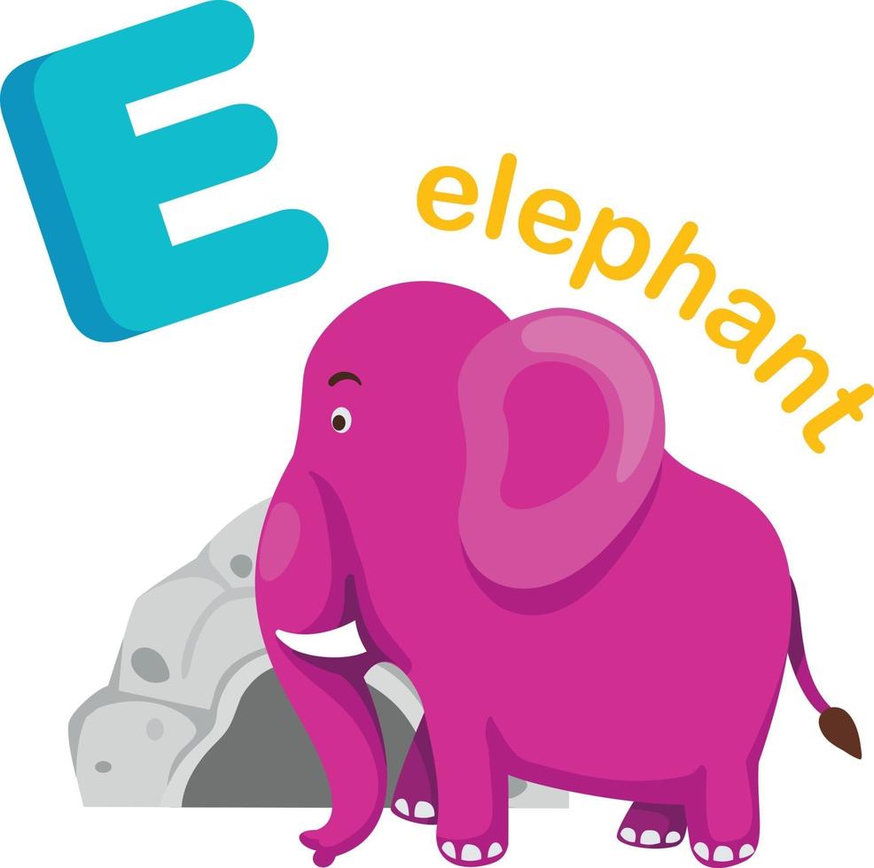 Illustration Isolated Alphabet Letter E Elephant vector