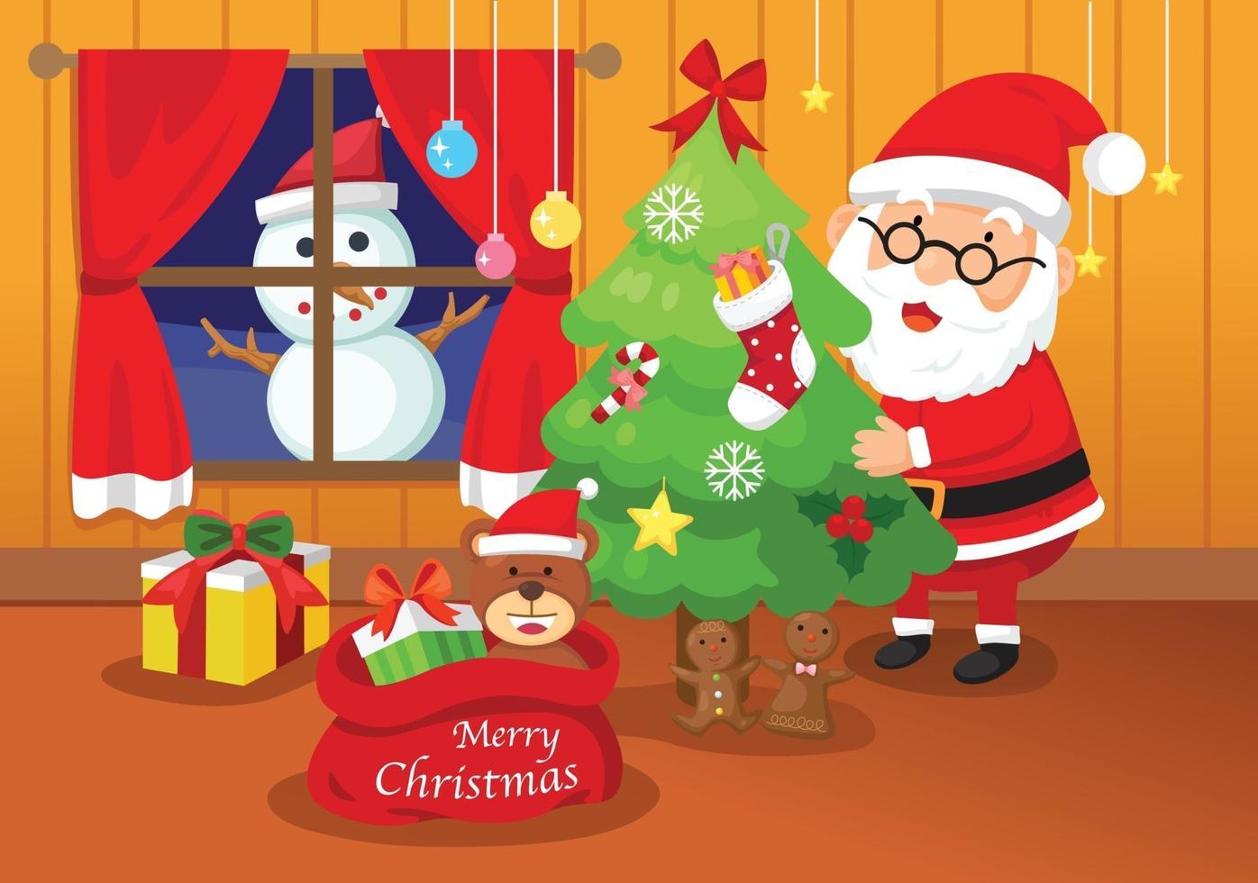 illustration of santa claus happy new year and merry christmas vector