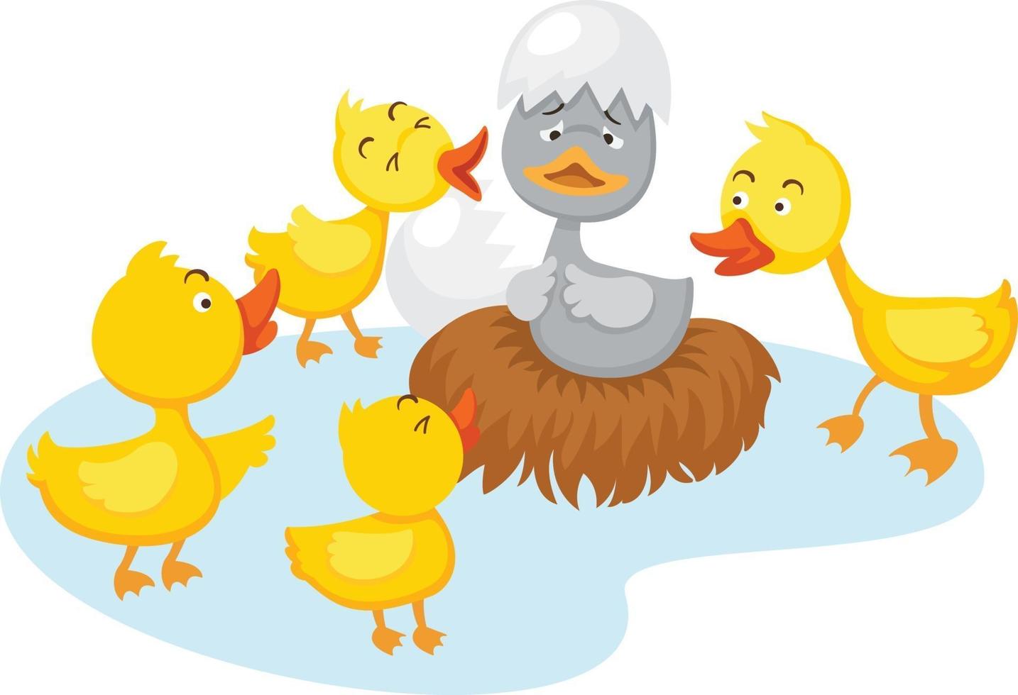 patito feo de cuento de hadas, ilustración vectorial. vector