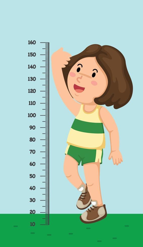 Meter wall with girl.illustration vector