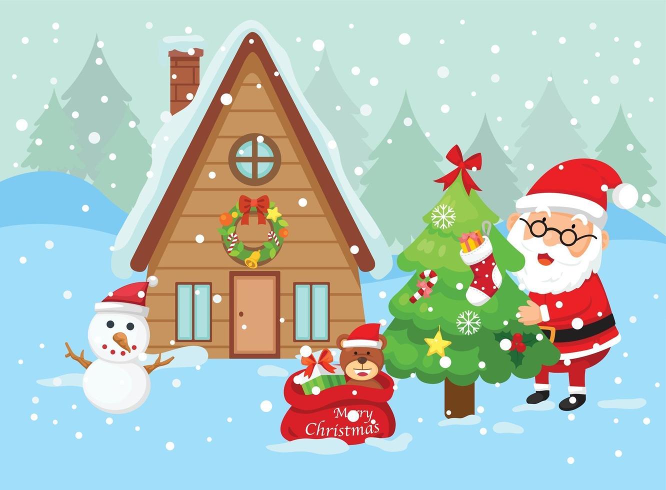 illustration of santa claus happy new year and merry christmas vector