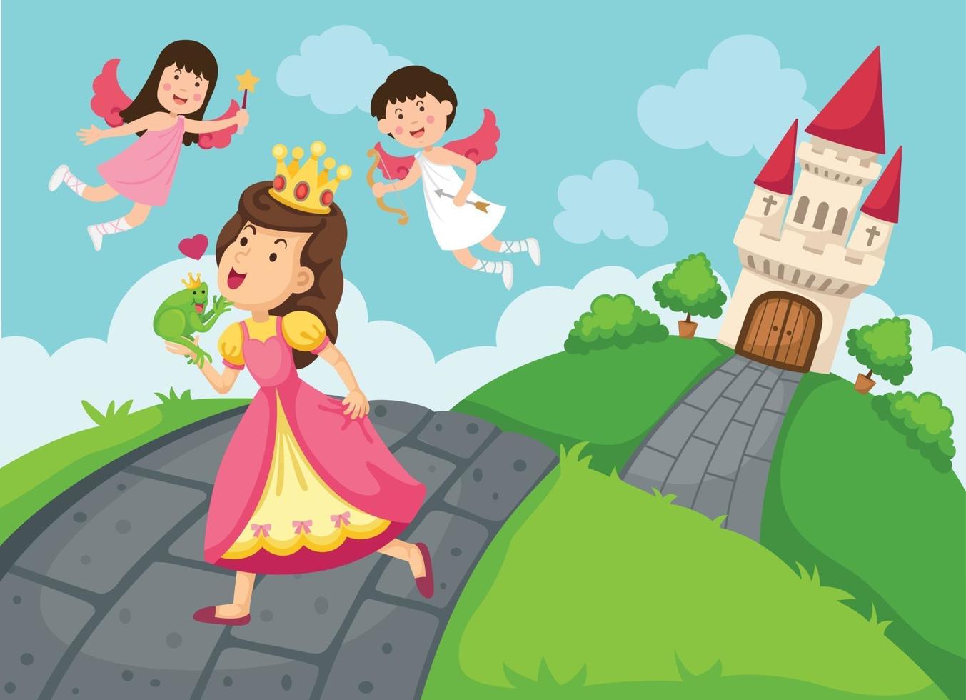 queen fairy castle and landscape vector