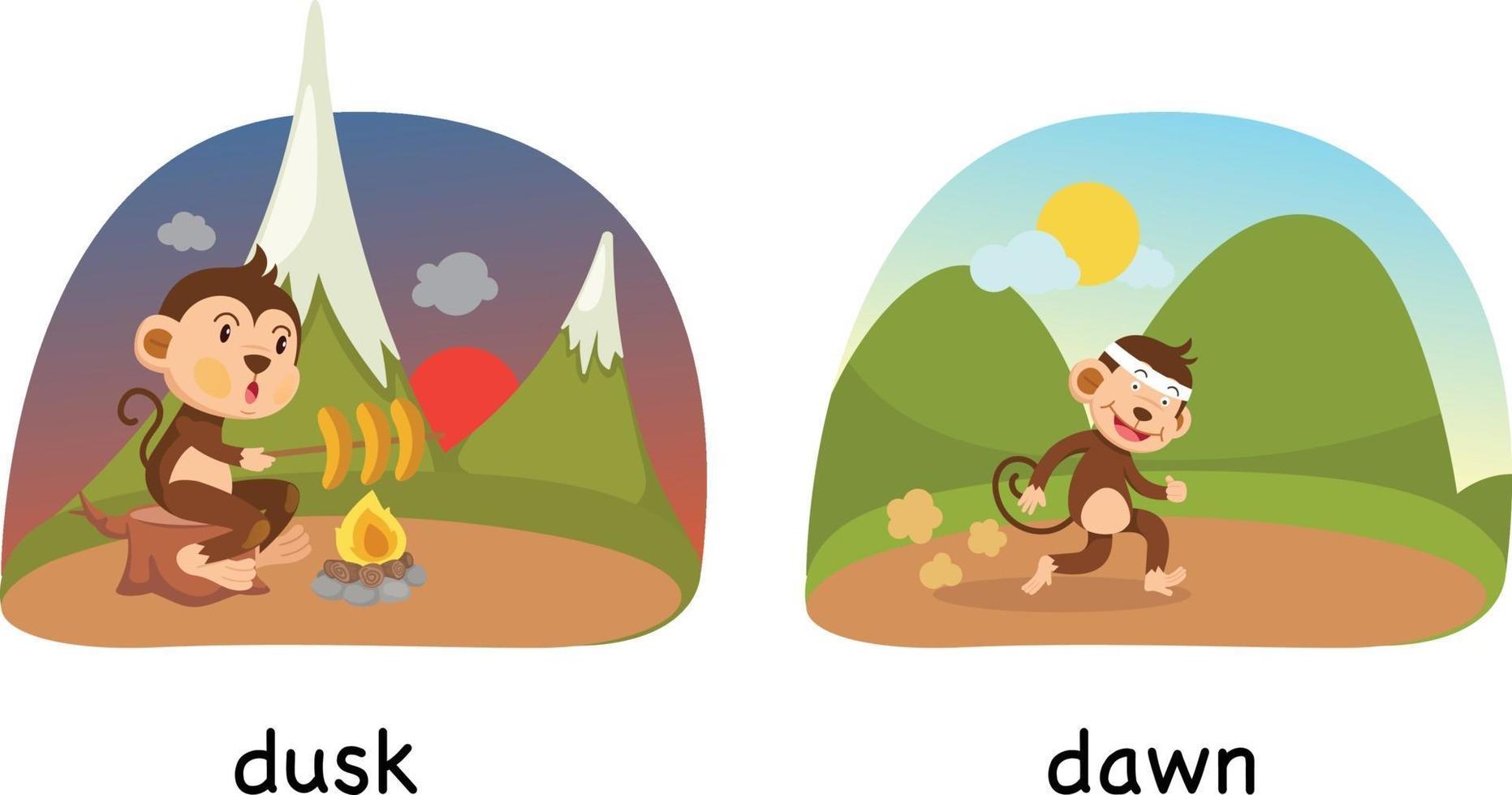 Opposite dusk and dawn vector illustration