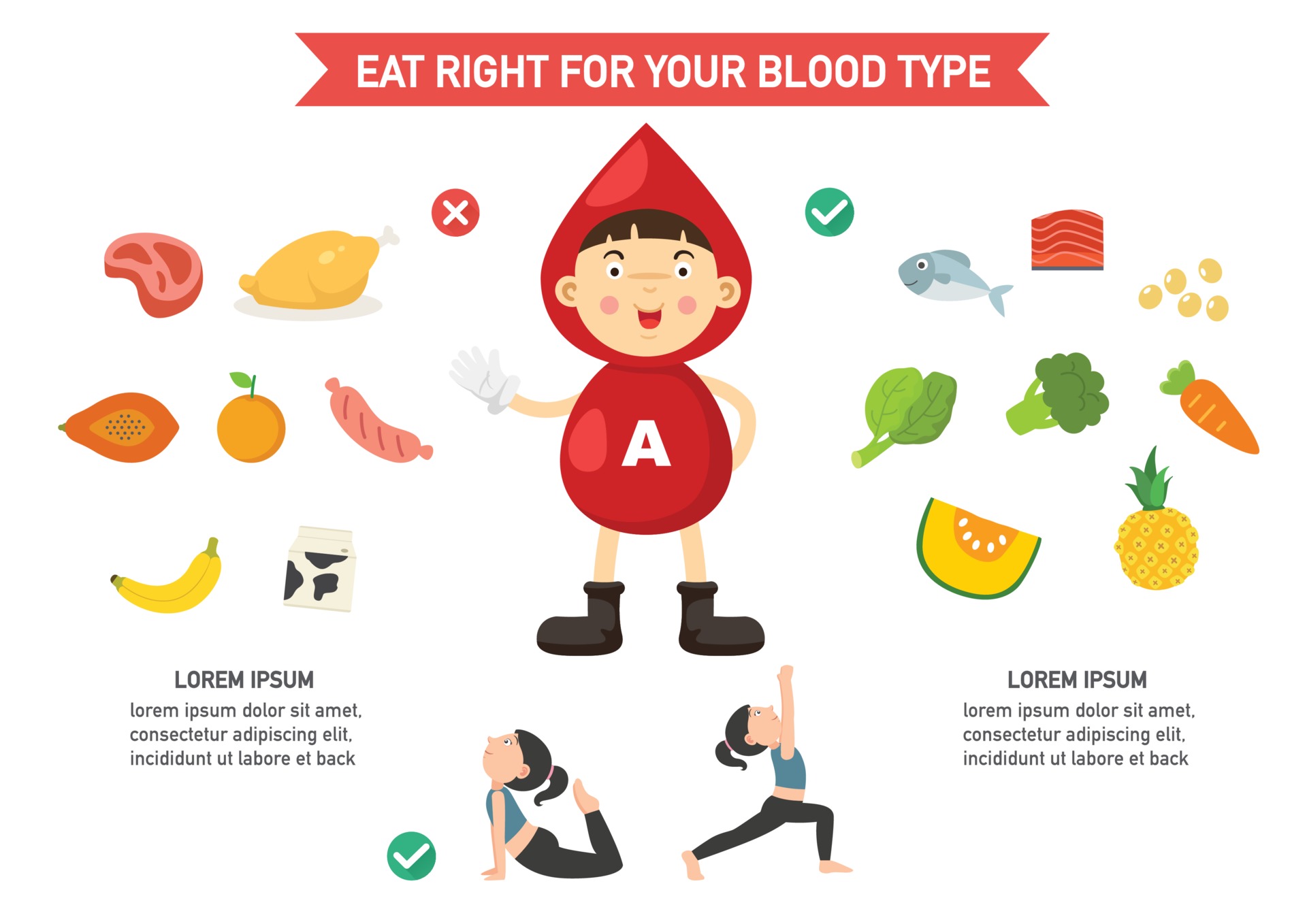 Eat Right For Your Blood Type Infographic vector Illustration 3240170 