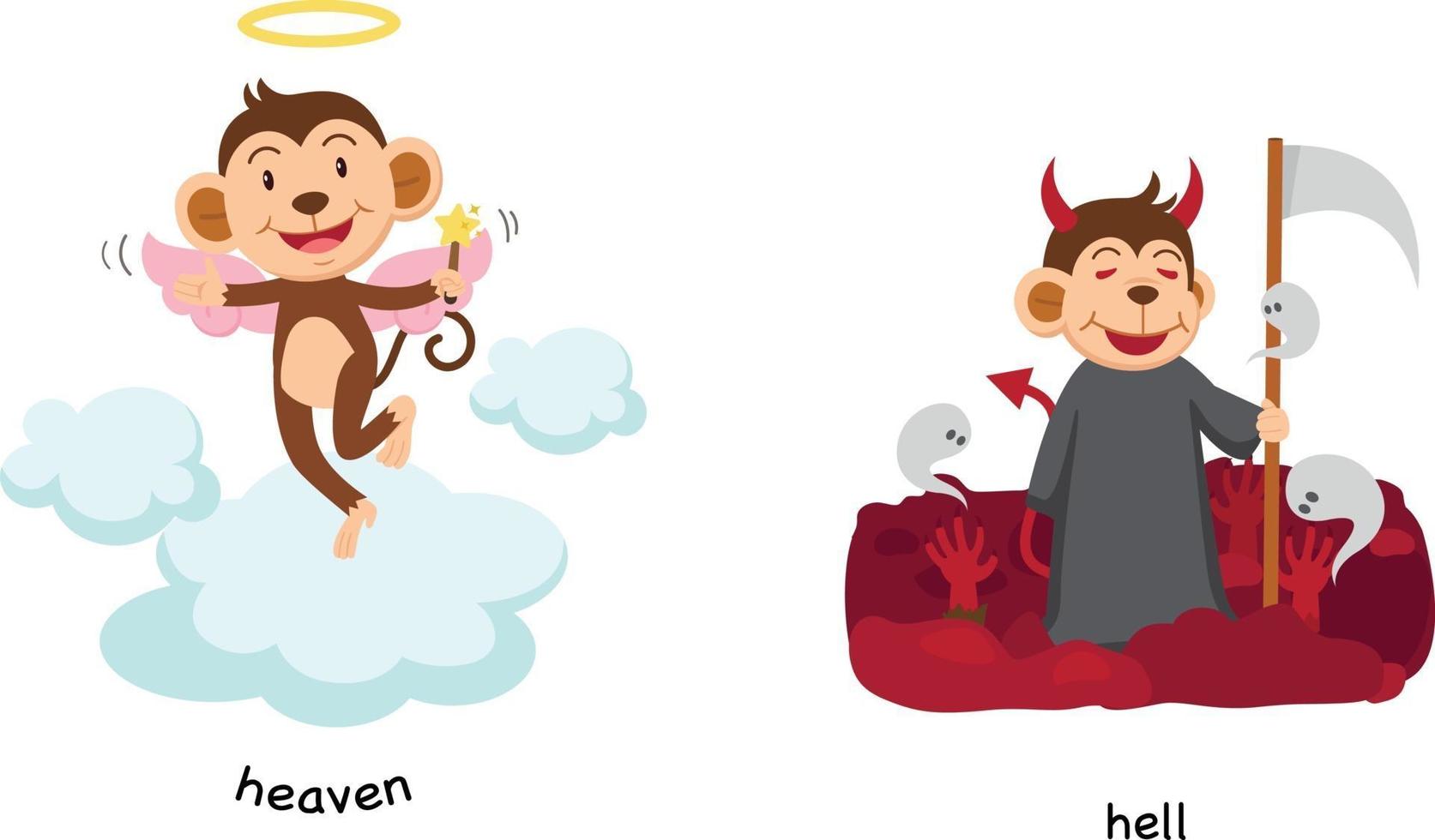 Opposite heaven and hell vector illustration