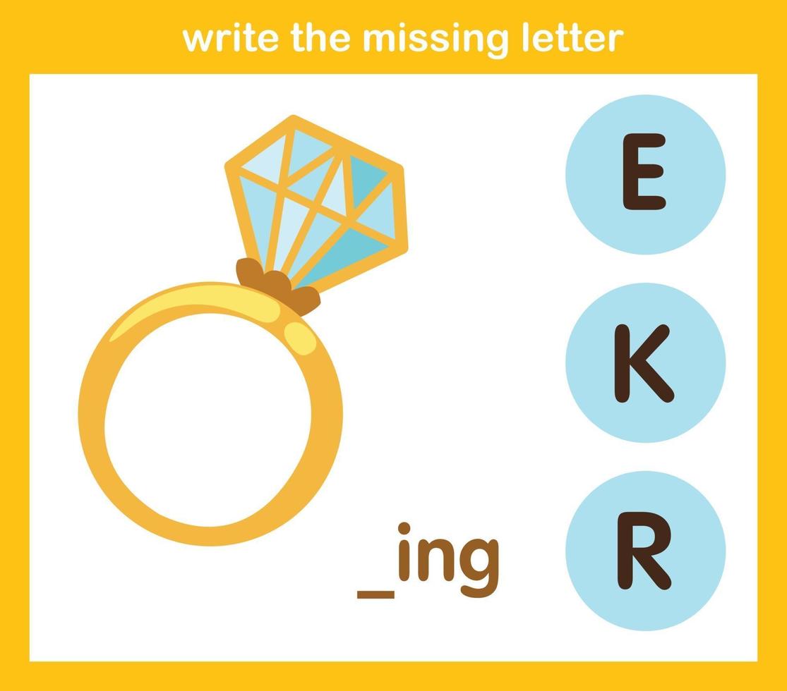 write the missing letter,illustration, vector