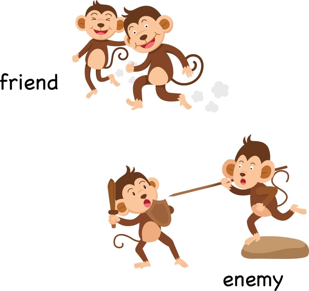 Opposite friend and enemy vector illustration