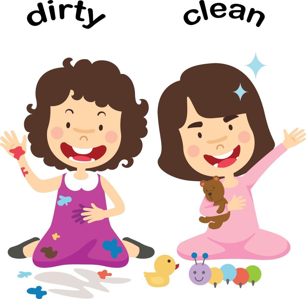 Opposite dirty and clean vector illustration
