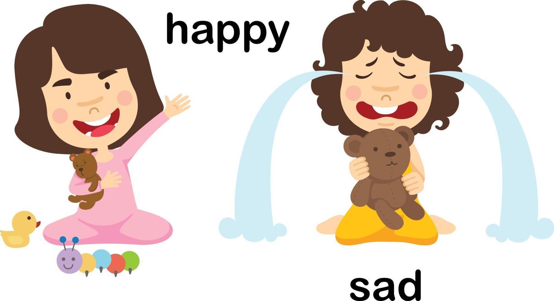 Opposite happy and sad  vector illustration