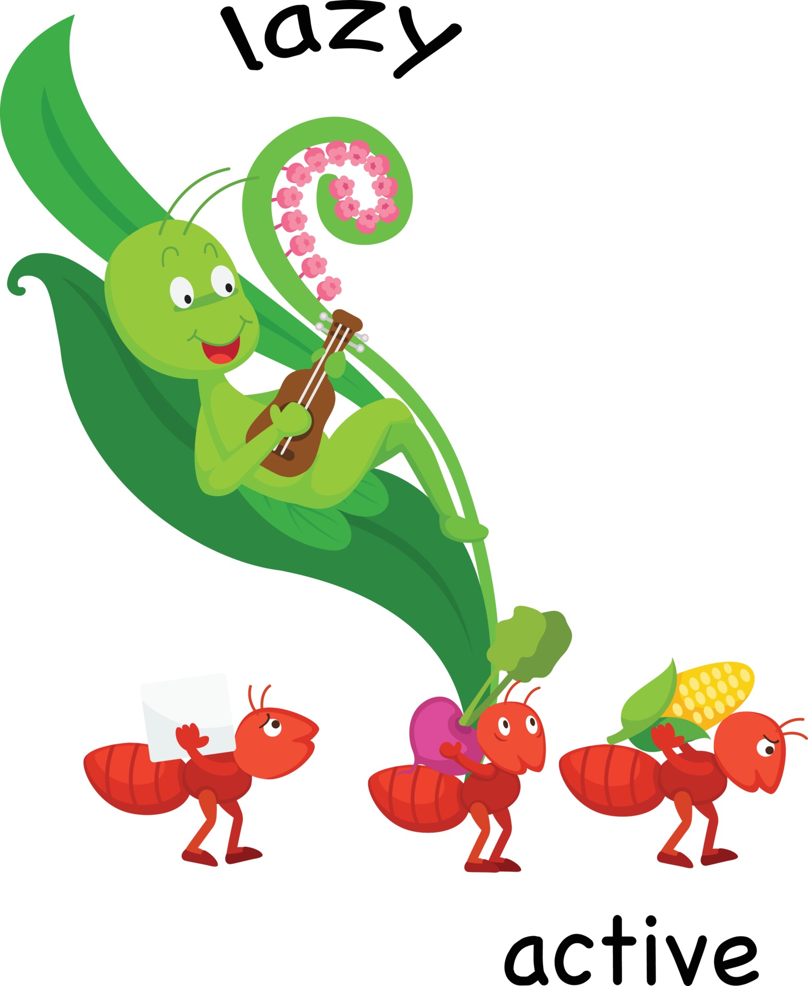 Opposite lazy and active vector illustration 3240485 Vector Art at Vecteezy