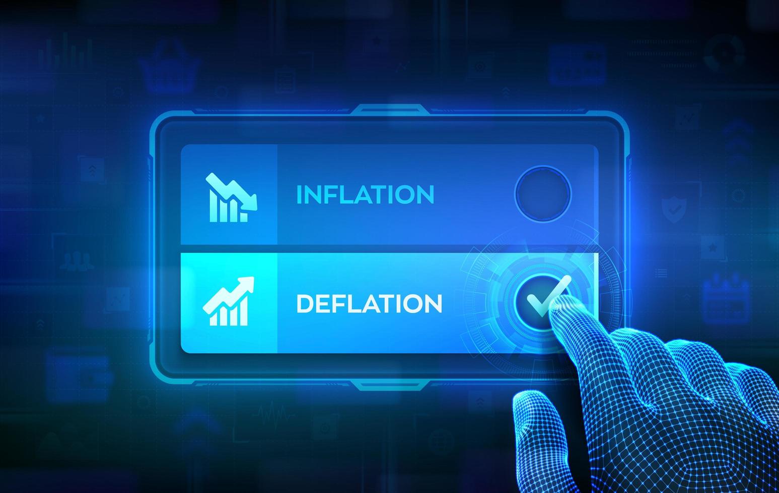 concepto de elección de deflación o inflación. toma de decisiones. vector