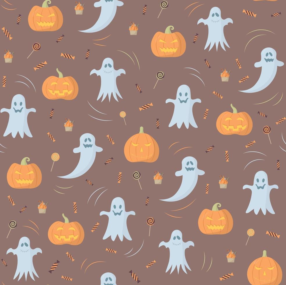 Halloween seamless pattern in pastel color vector