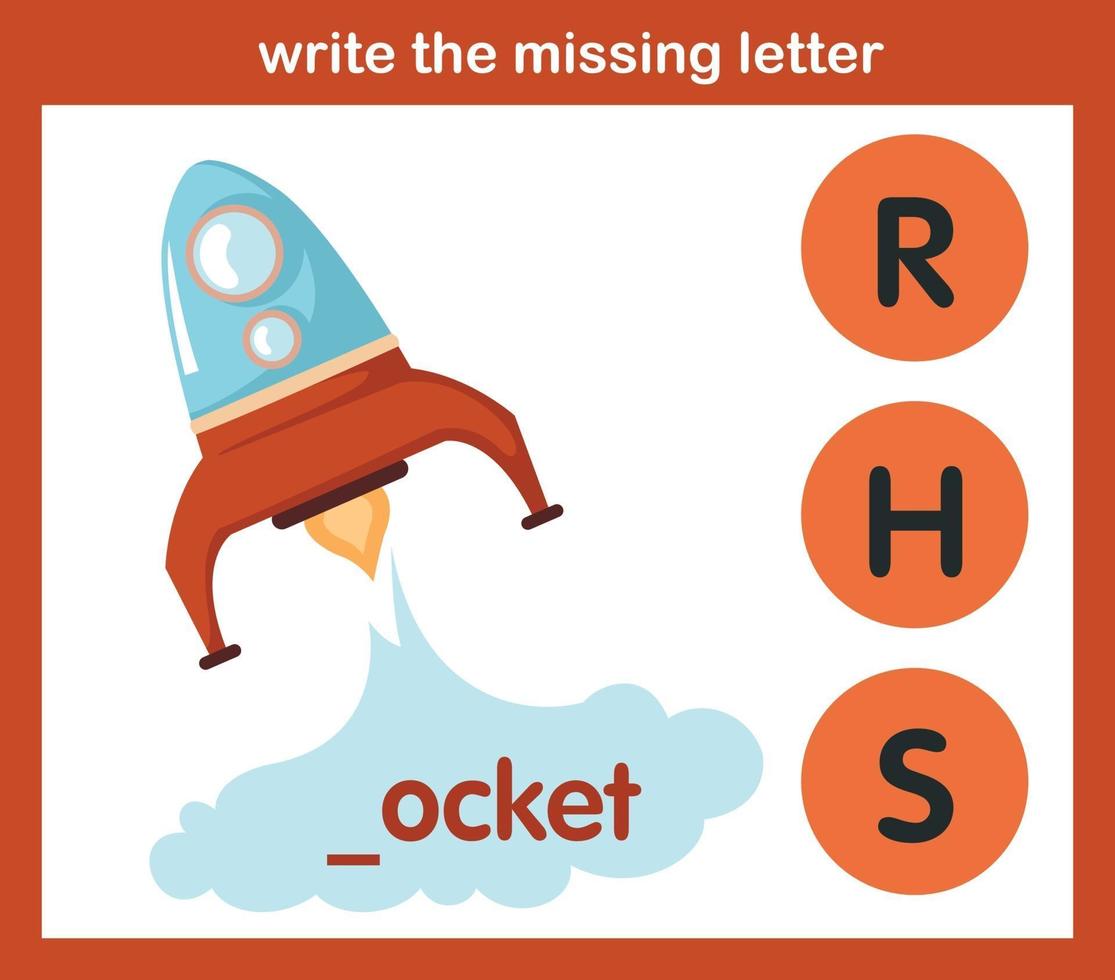 write the missing letter, illustration, vector