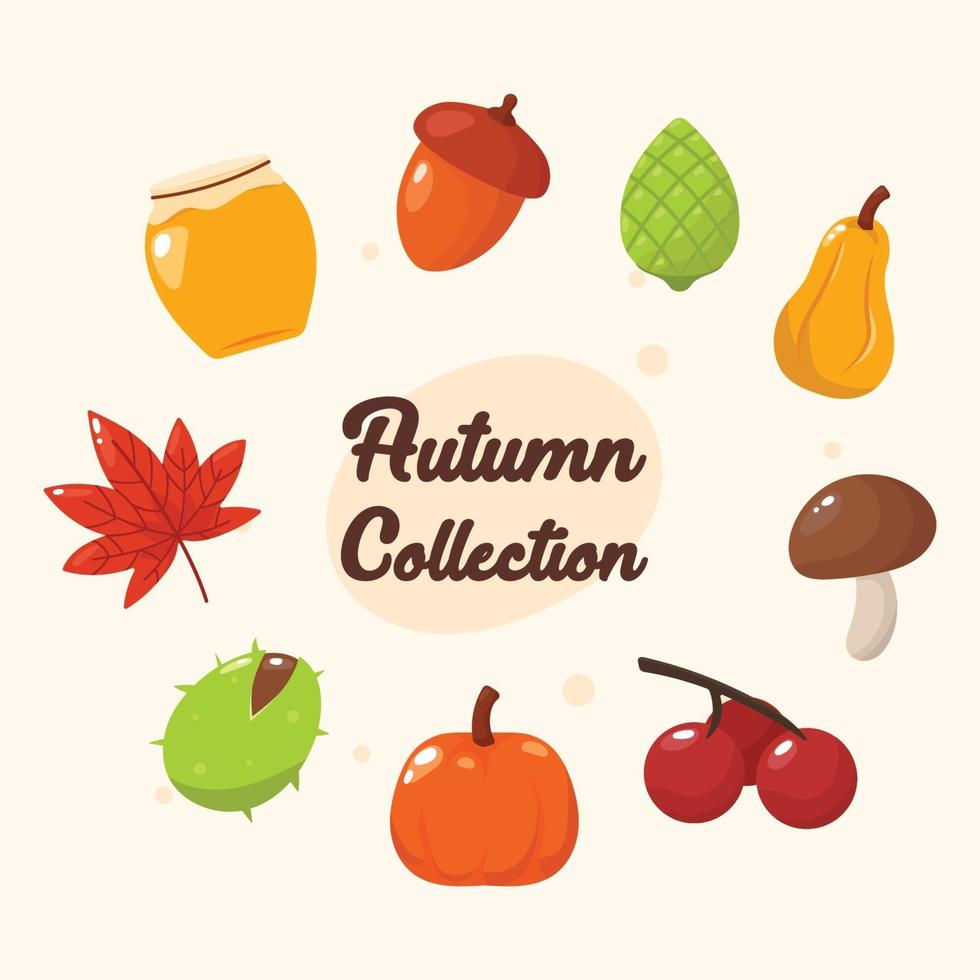 Autumn and Fall Season Icons Collection vector