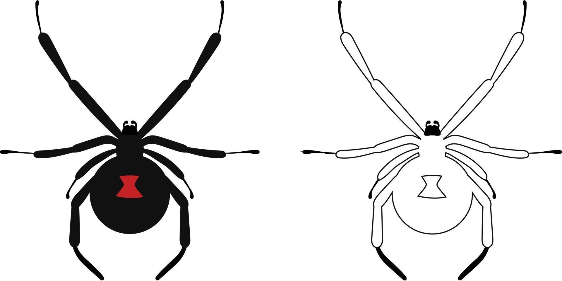 Black Widow Poisonous Spider Vector Illustration. Halloween Clipart.