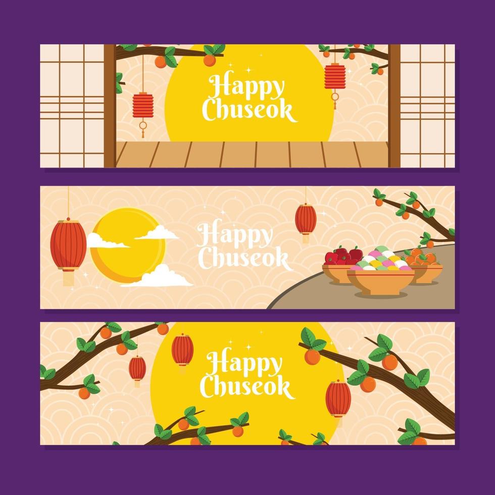 Chuseok Festival Banner Set vector