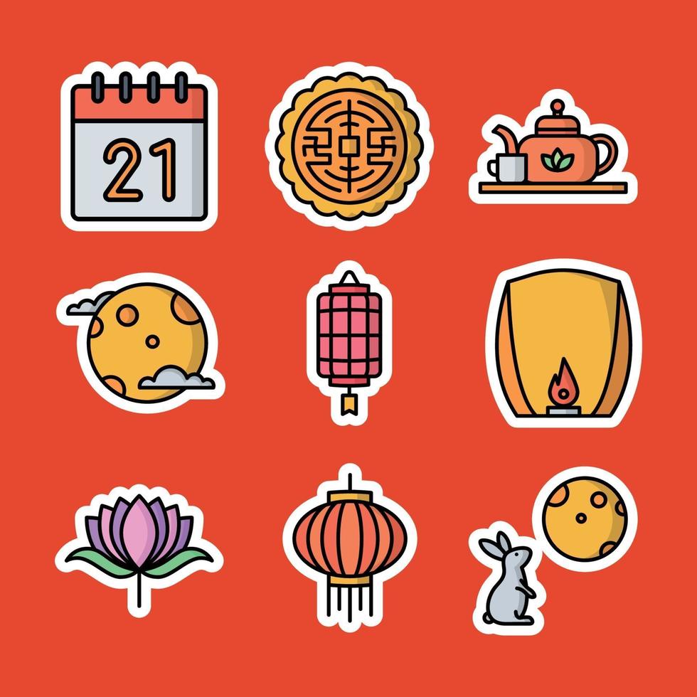 Mid Autumn Festival Icon Set vector