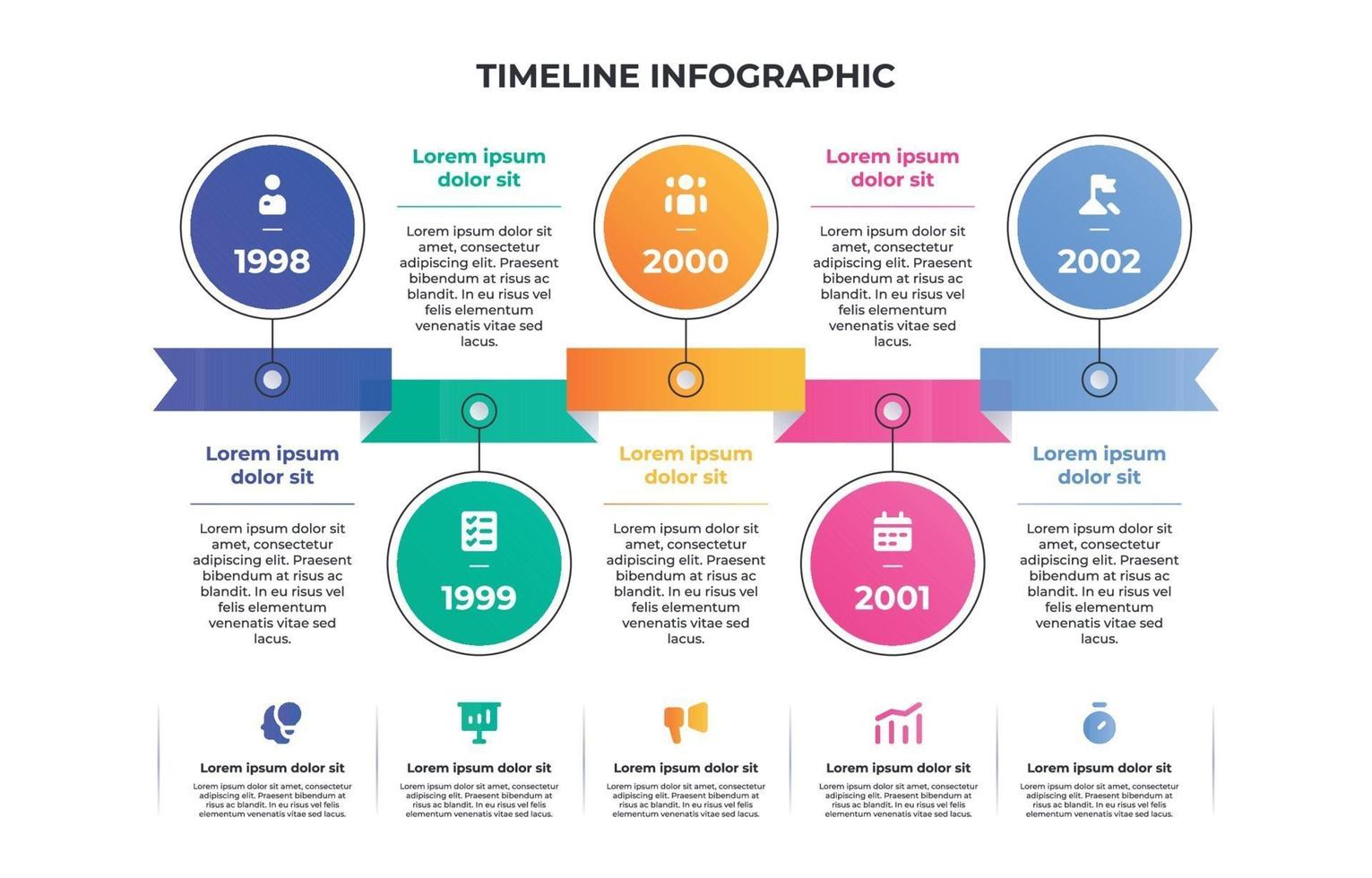 Colorful Gradient Timeline Infographic Chart vector