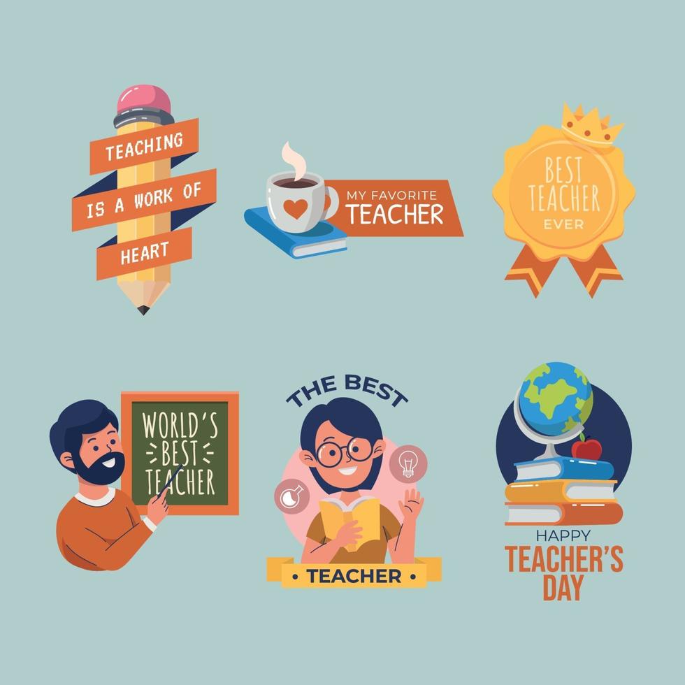 Set of Teachers Day Sticker vector