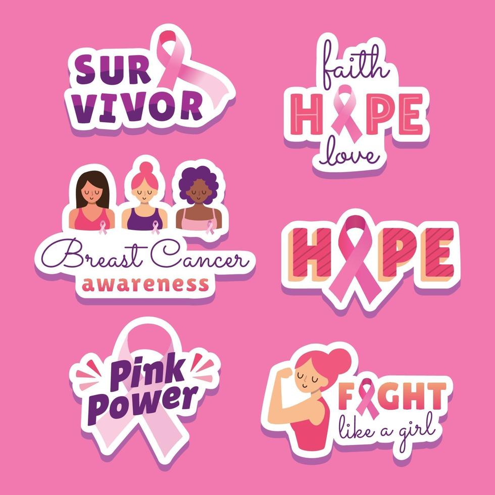 Breast Cancer Awareness Sticker Collection vector