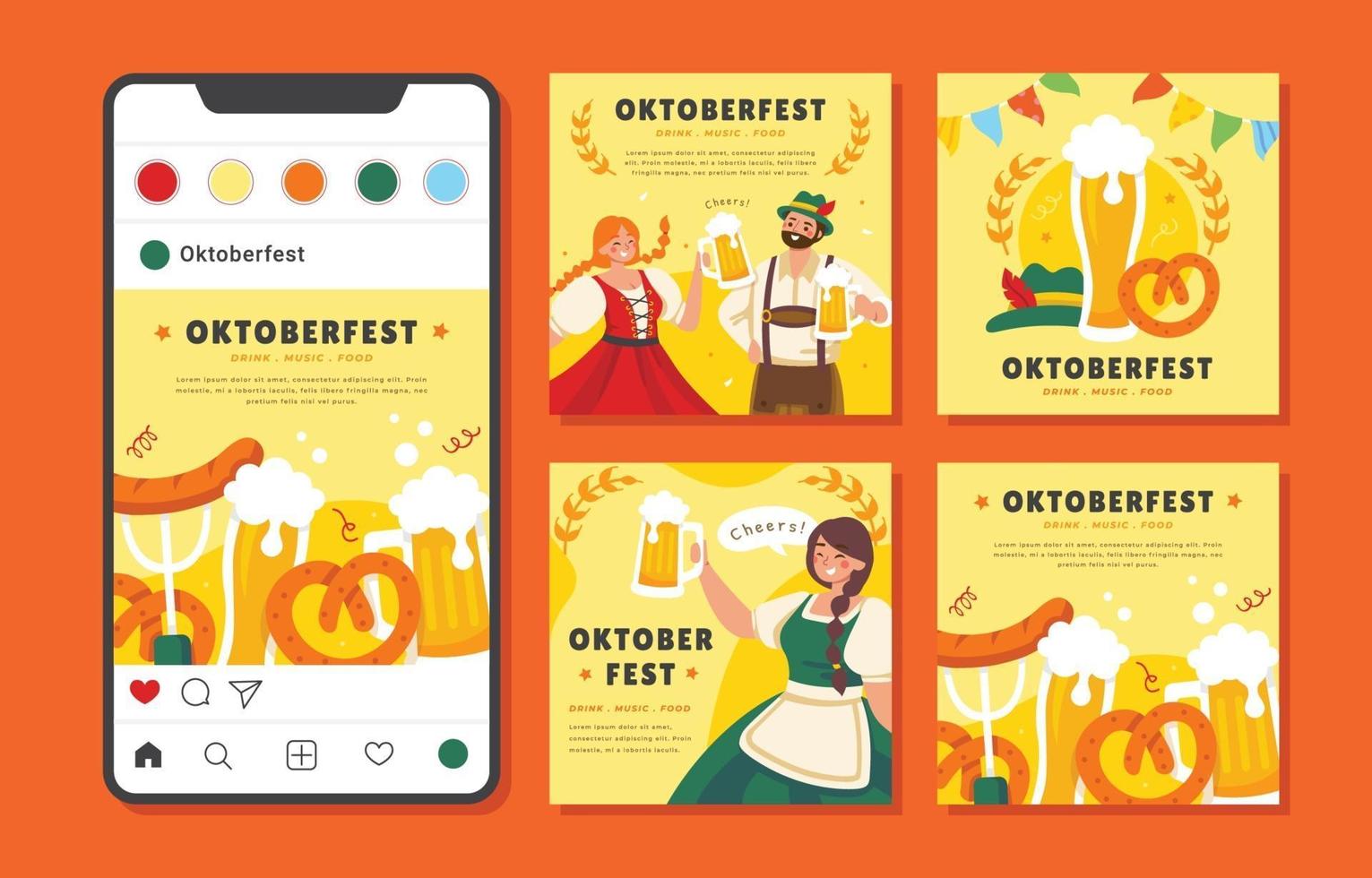 Oktoberfest Social Media Template vector