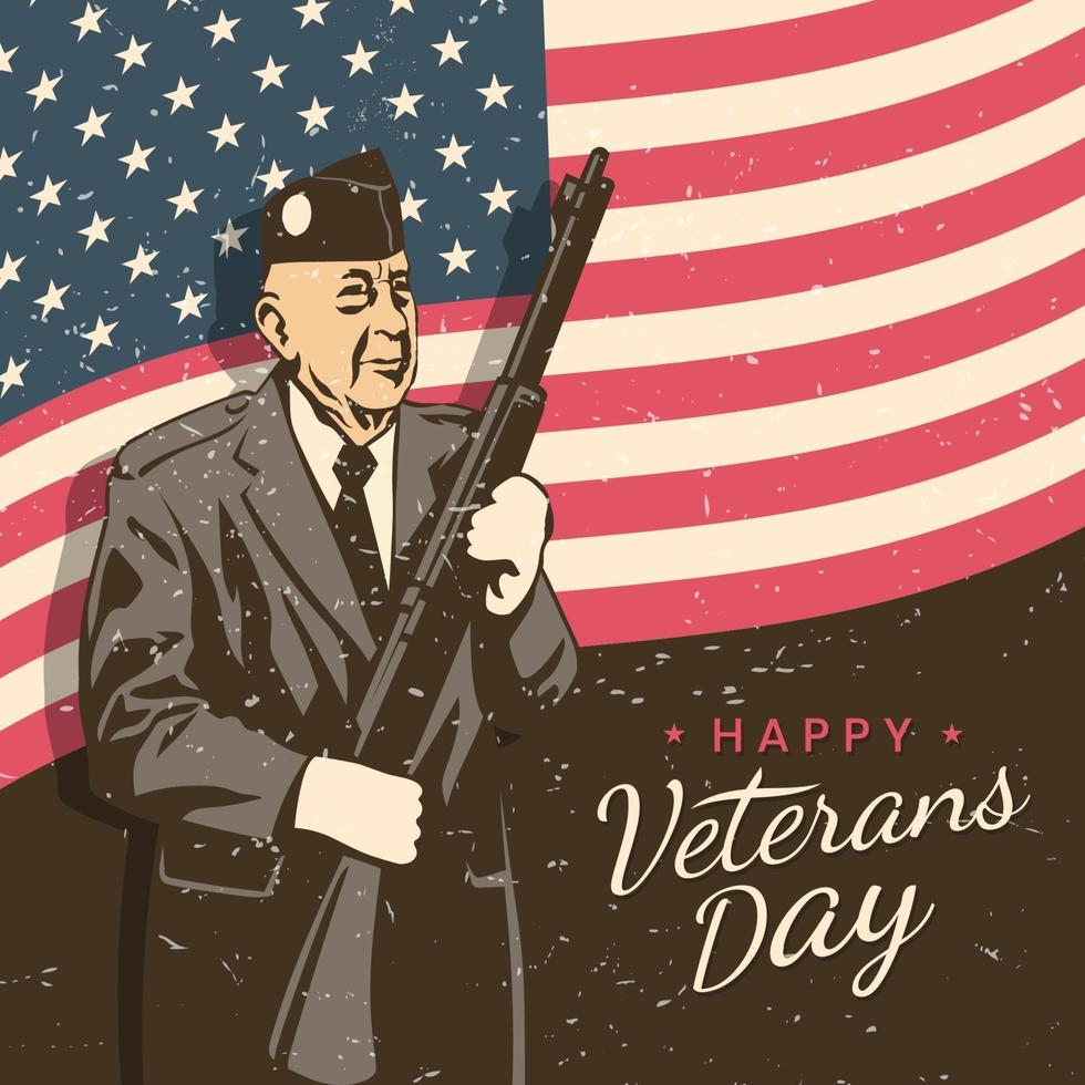 Happy Veterans Day In Retro Style vector