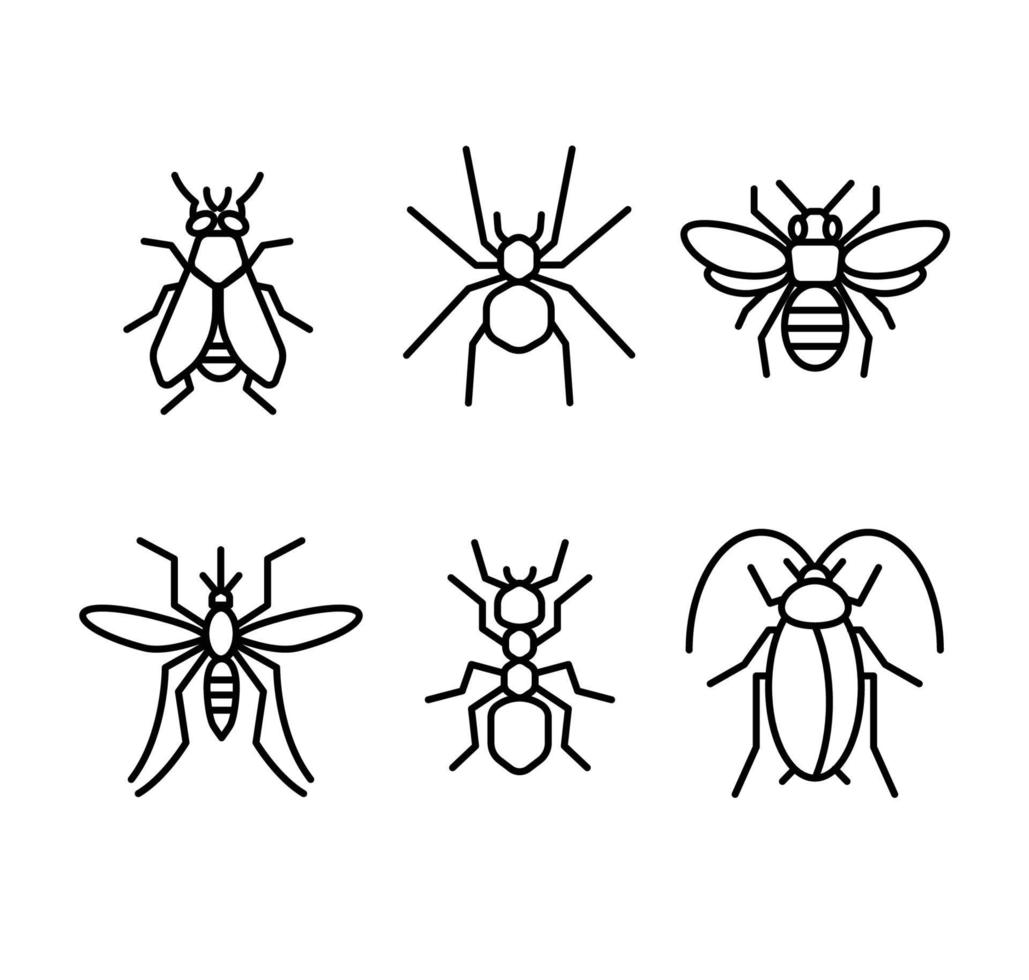 Ilustración de vector de icono de líneas de insectos