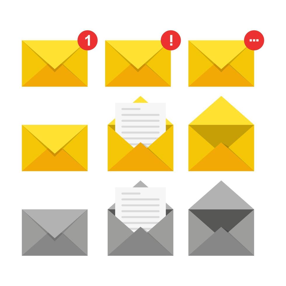 Set of mail icons. vector illustration in flat design