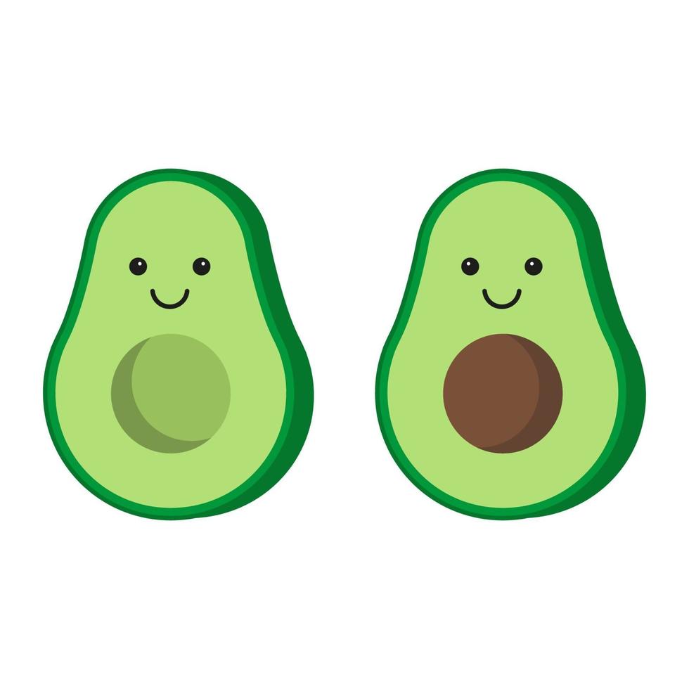 Caarton avocado illustrations. Vector in flat design