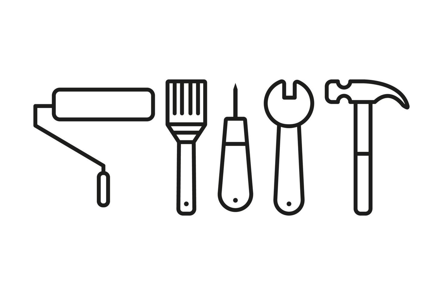 Set of different tool icons. Vector in flat design